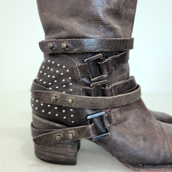 Freebird By Steven Brown Studded Leather Women's COY Boots 7 - Western Cowgirl - Picture 1 of 16